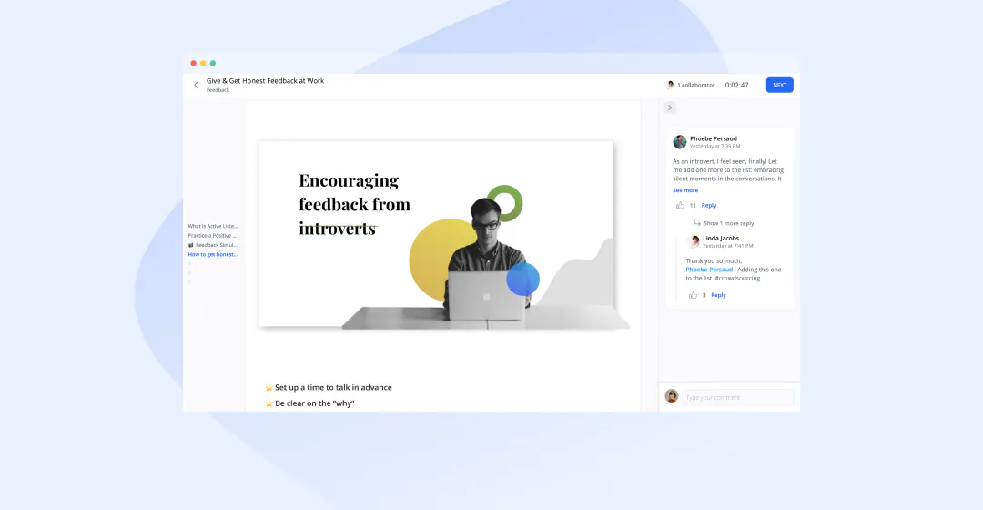 Product update course navigation