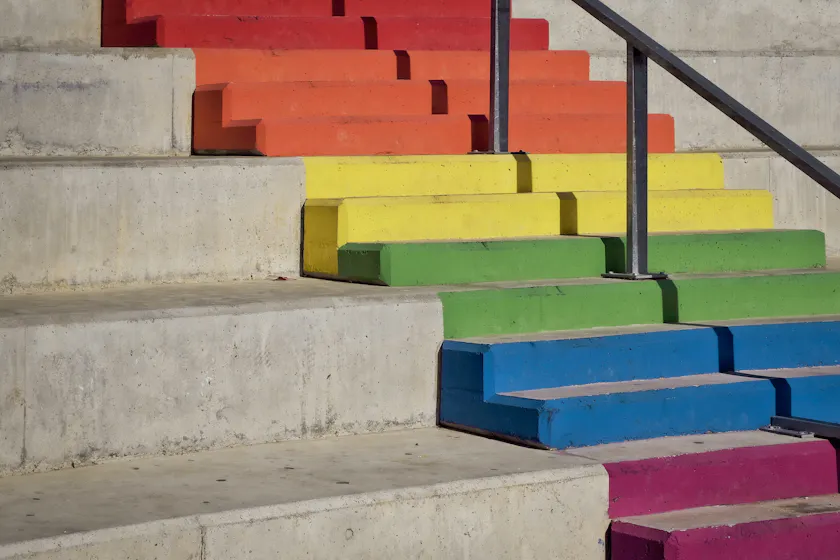 Rainbow steps representing customer education