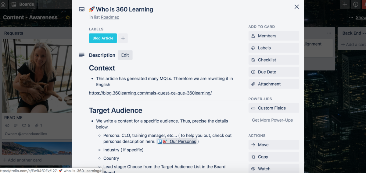 Who is 360Learning Trello-Karte
