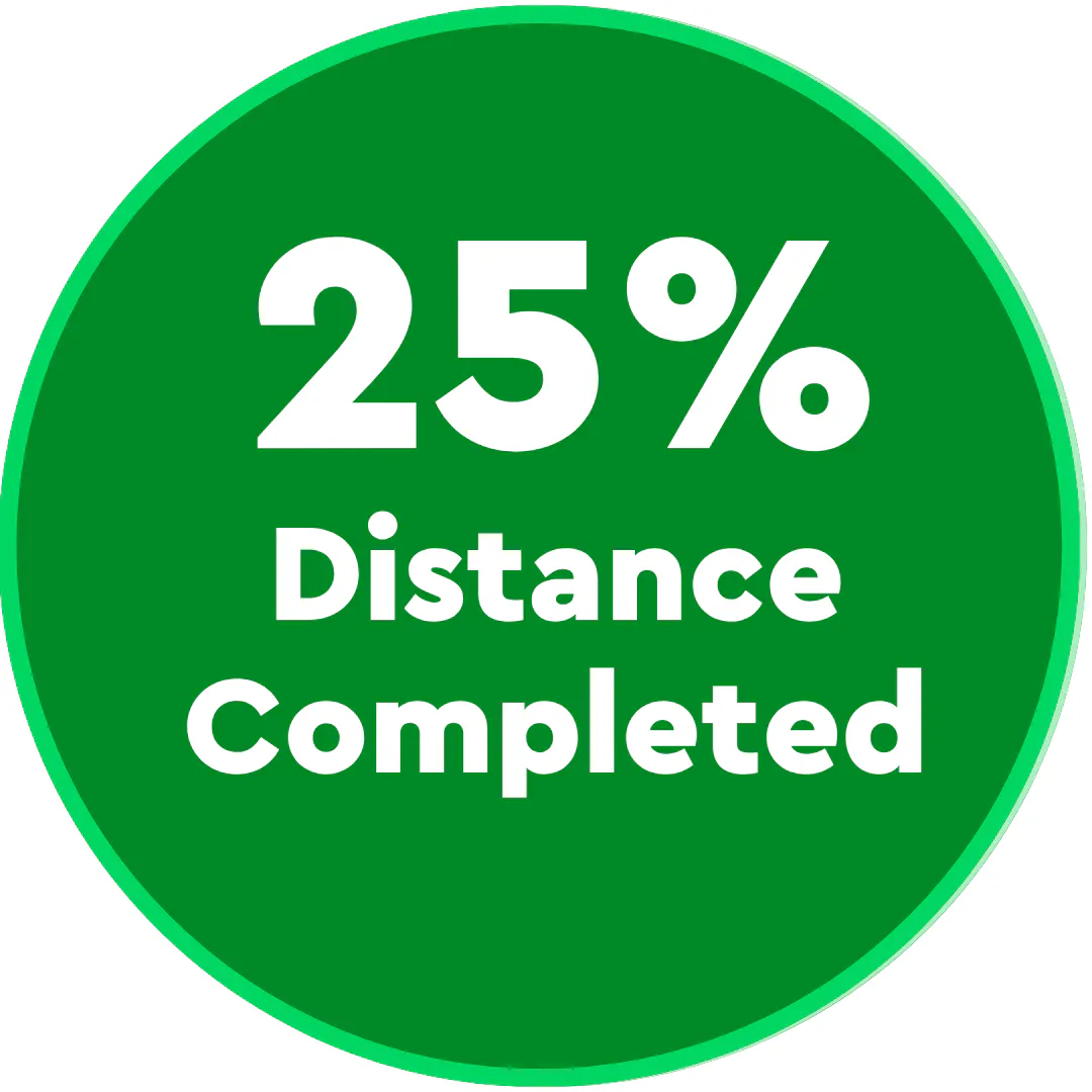 25% of distance completed badge.