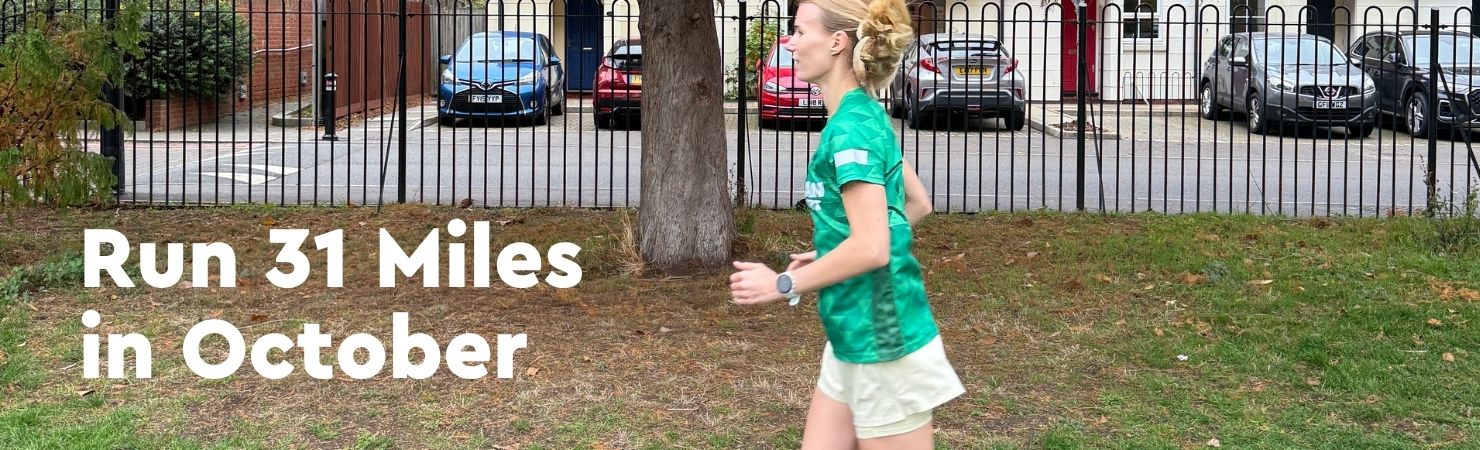 Macmillan Run 31 Miles in October challenge banner encouraging supporters to run 31 miles and raise funds for people living with cancer.
