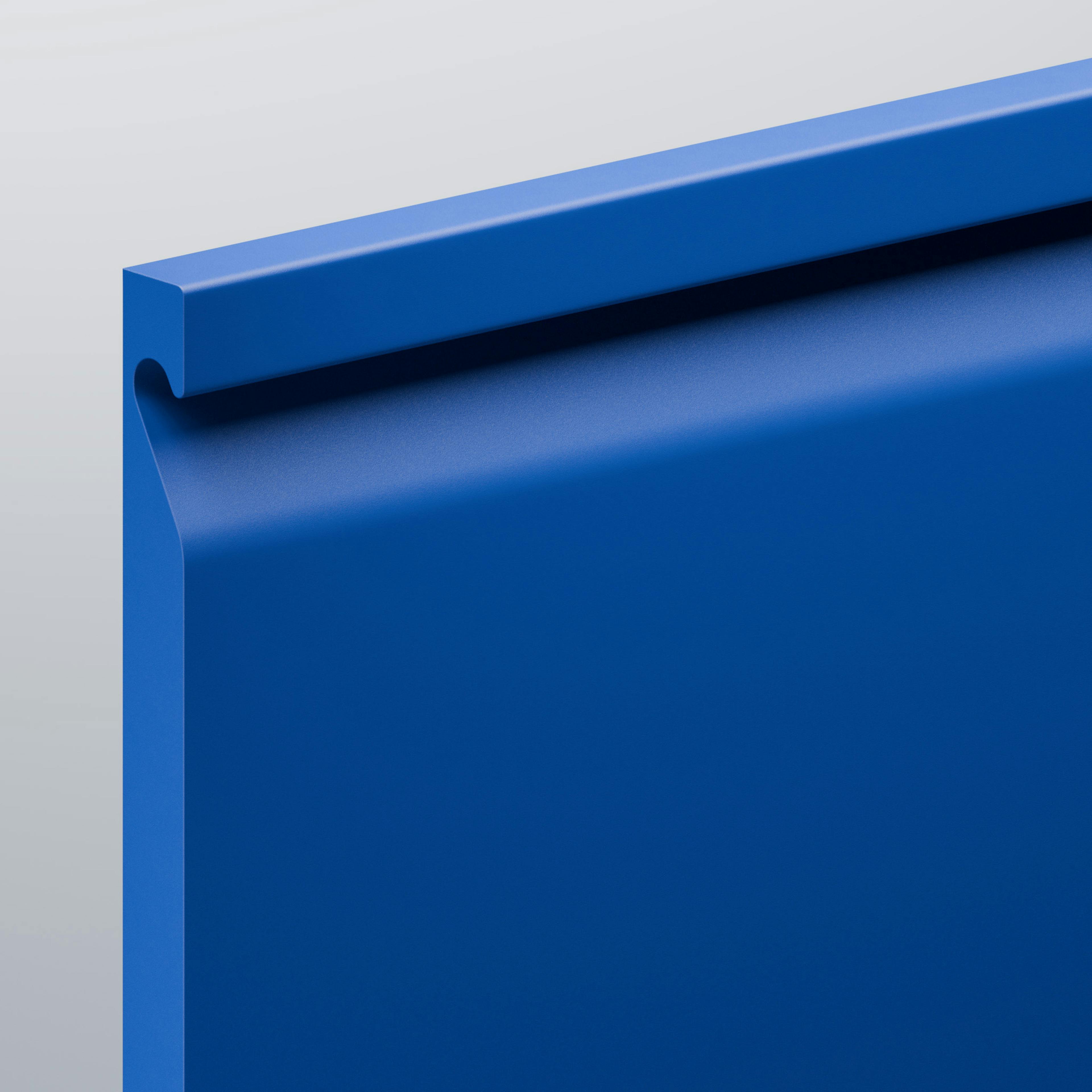 Close-up of a 3B product – a bright blue, uniform rectangular panel with a smooth, glossy finish.