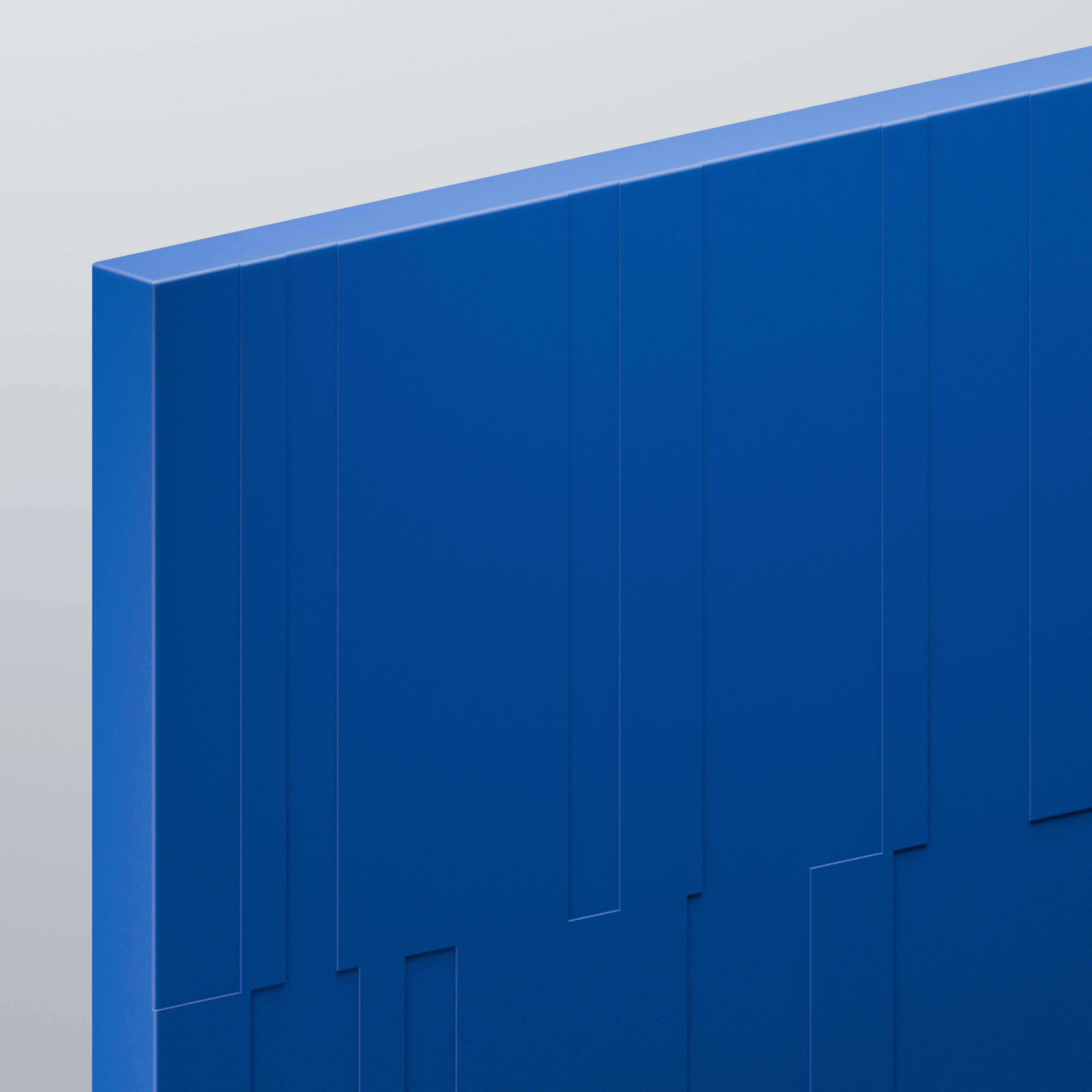 Close-up of a 3B technology product – a bright blue, uniform rectangular panel with a smooth, glossy finish.