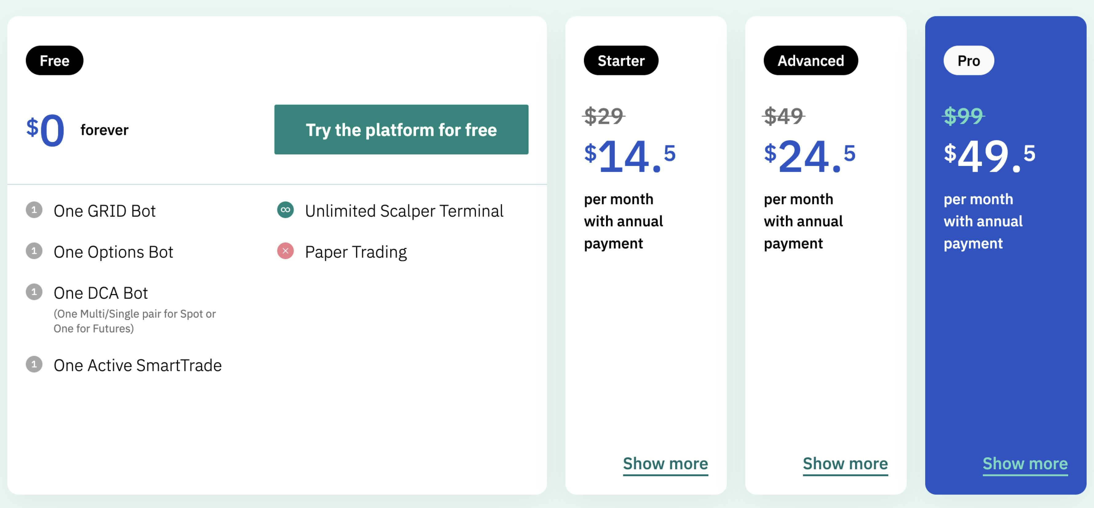 3Commas Pricing Plans