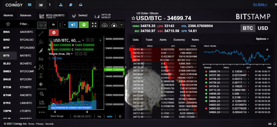 Coinigy, crypto trading terminal