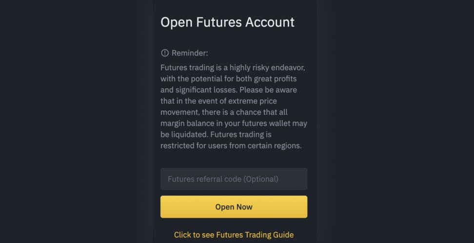 creating a Binance crypto futures account