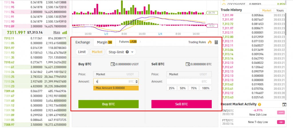 buy sell BTC with USDT