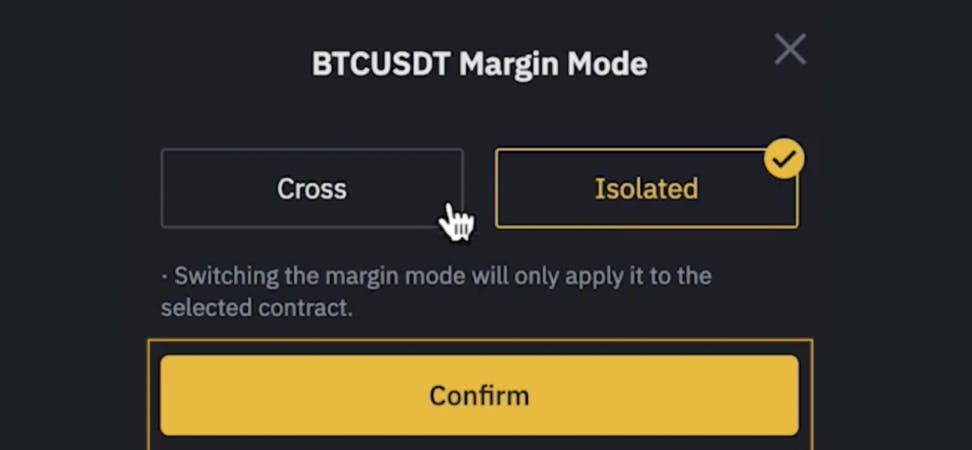 cross and isolated margin modes on Binance