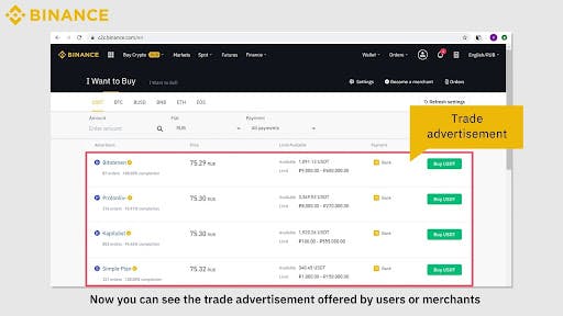 Binance P2P platform