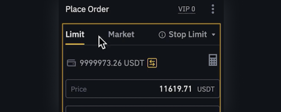 place order on Binance