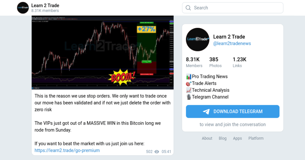 Learn 2 Trade interface