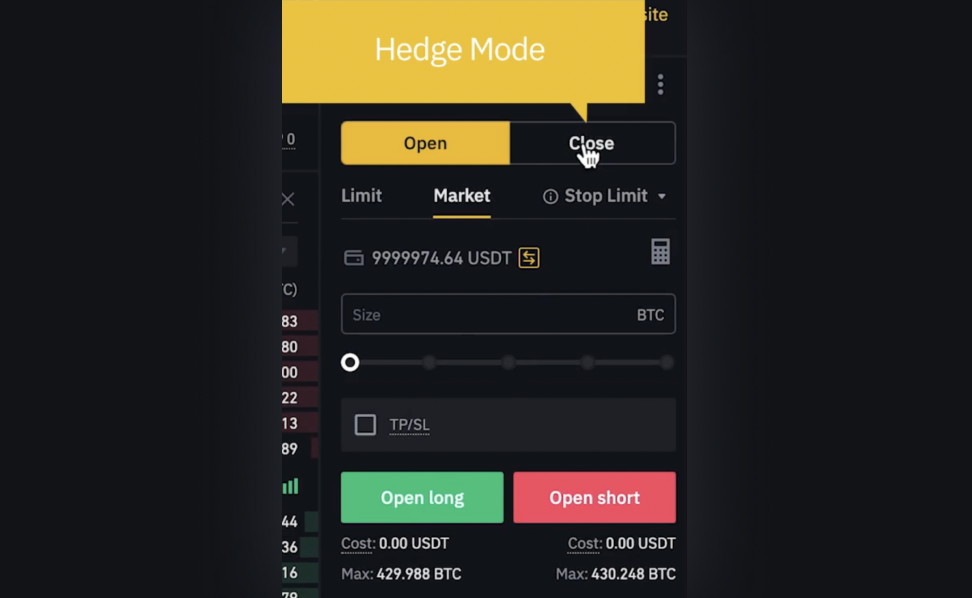 close tab on Binance