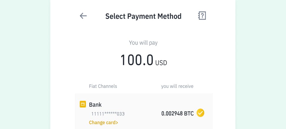 3rd step of buying crypto - choosing your preferred banking method