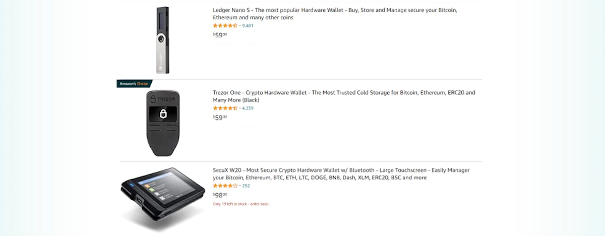 samples of cold wallet devices