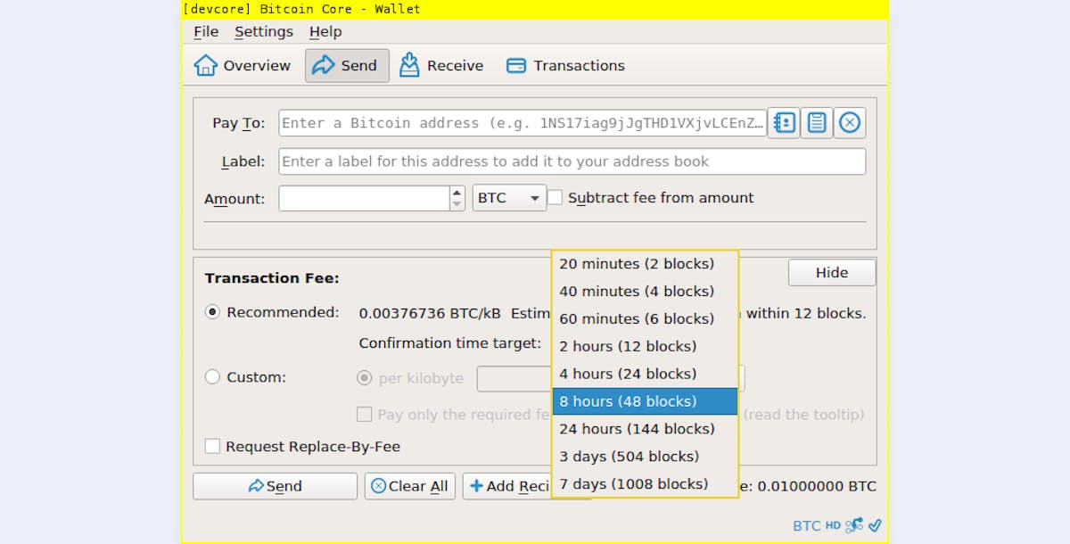 Bitcoin Core wallet interface
