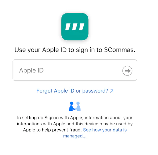 3Commas Apple Sign In