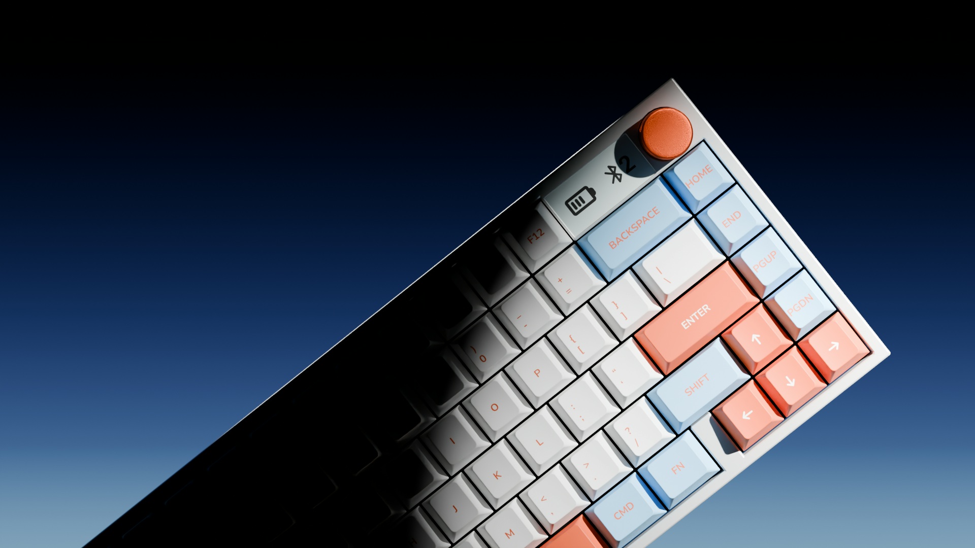 slated view of keyboard from front