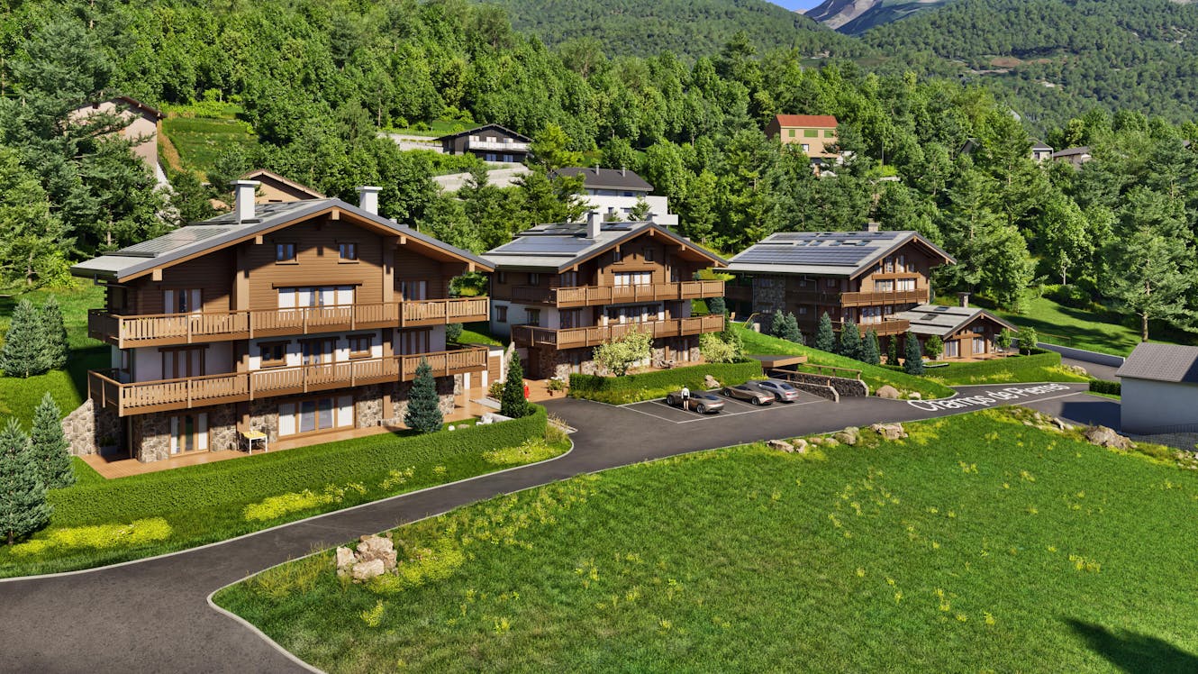 High-quality 3D rendering of premium Alpine apartments