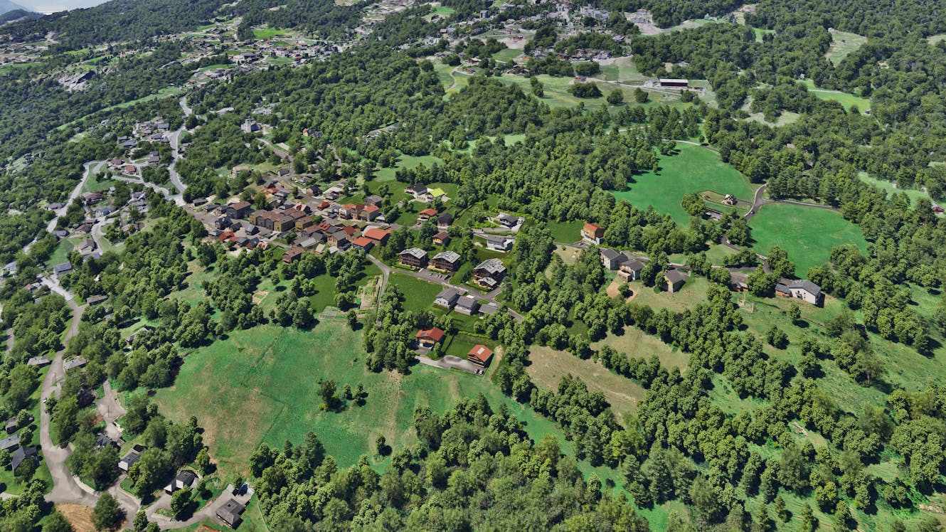 Interactive digital presentation of three residential buildings in Alpine architectural style with modern comfort