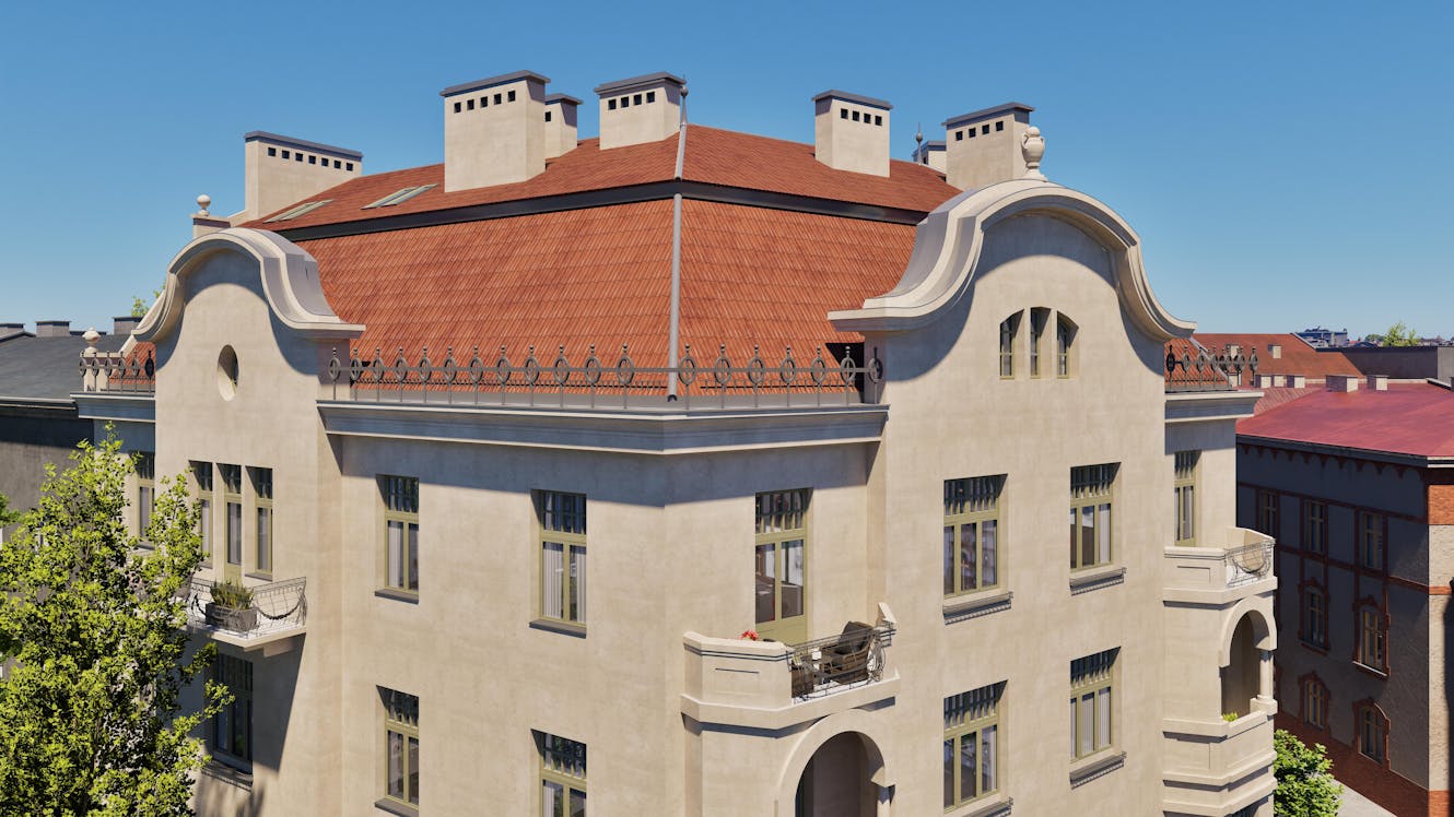 3D digital presentation of four-story tenement house Pod Lwem with original architectural character preservation