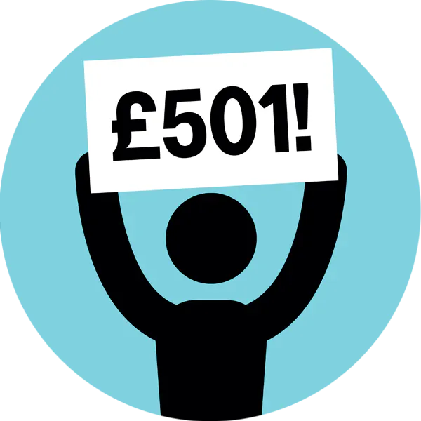 Raise £501 badge.
