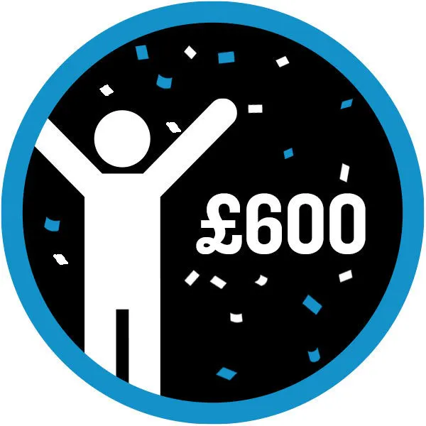 Raise £600 badge.