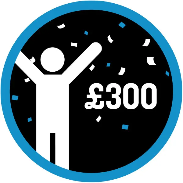 Raise £300 badge.