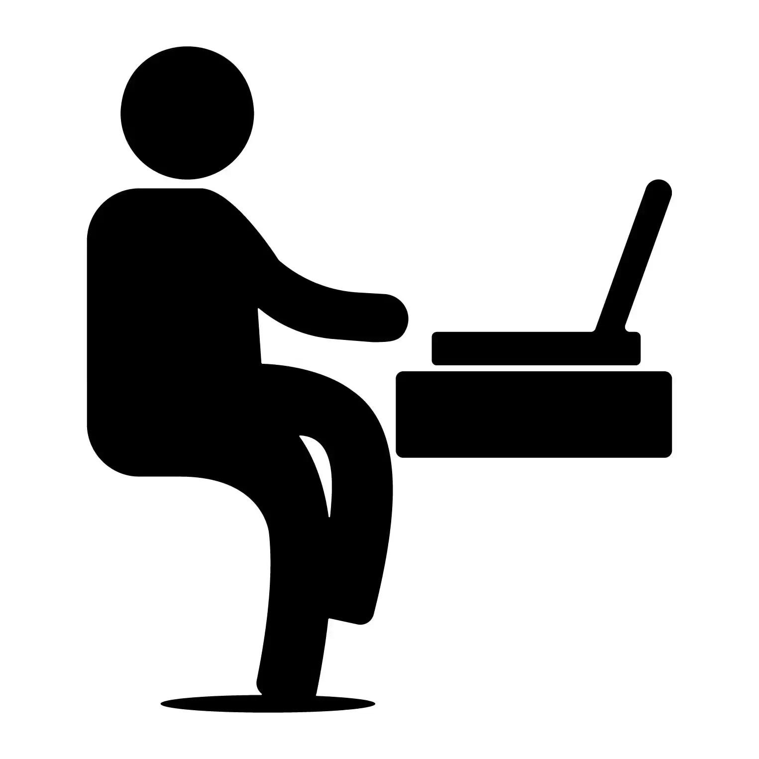 Person sitting at a laptop icon.