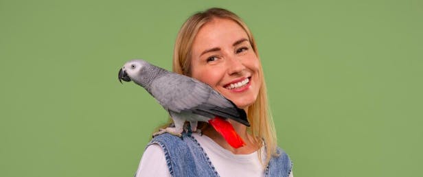 дівчина та папуга