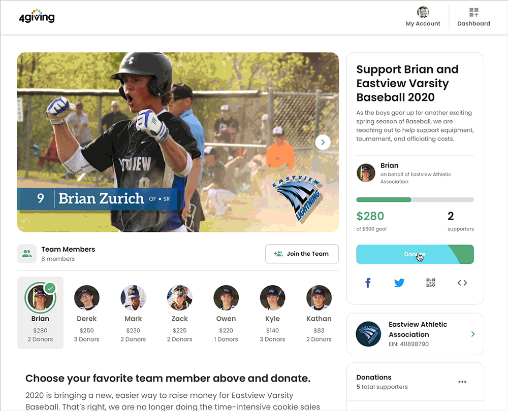 Donating with customs amounts.