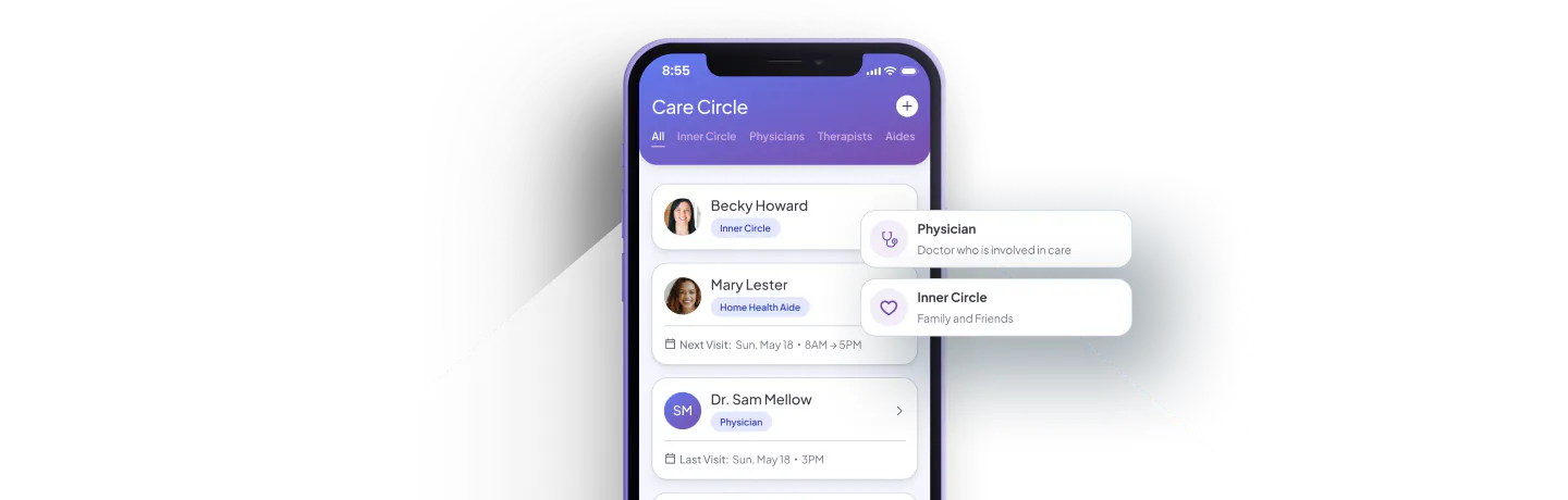 Adley Health family care app interface