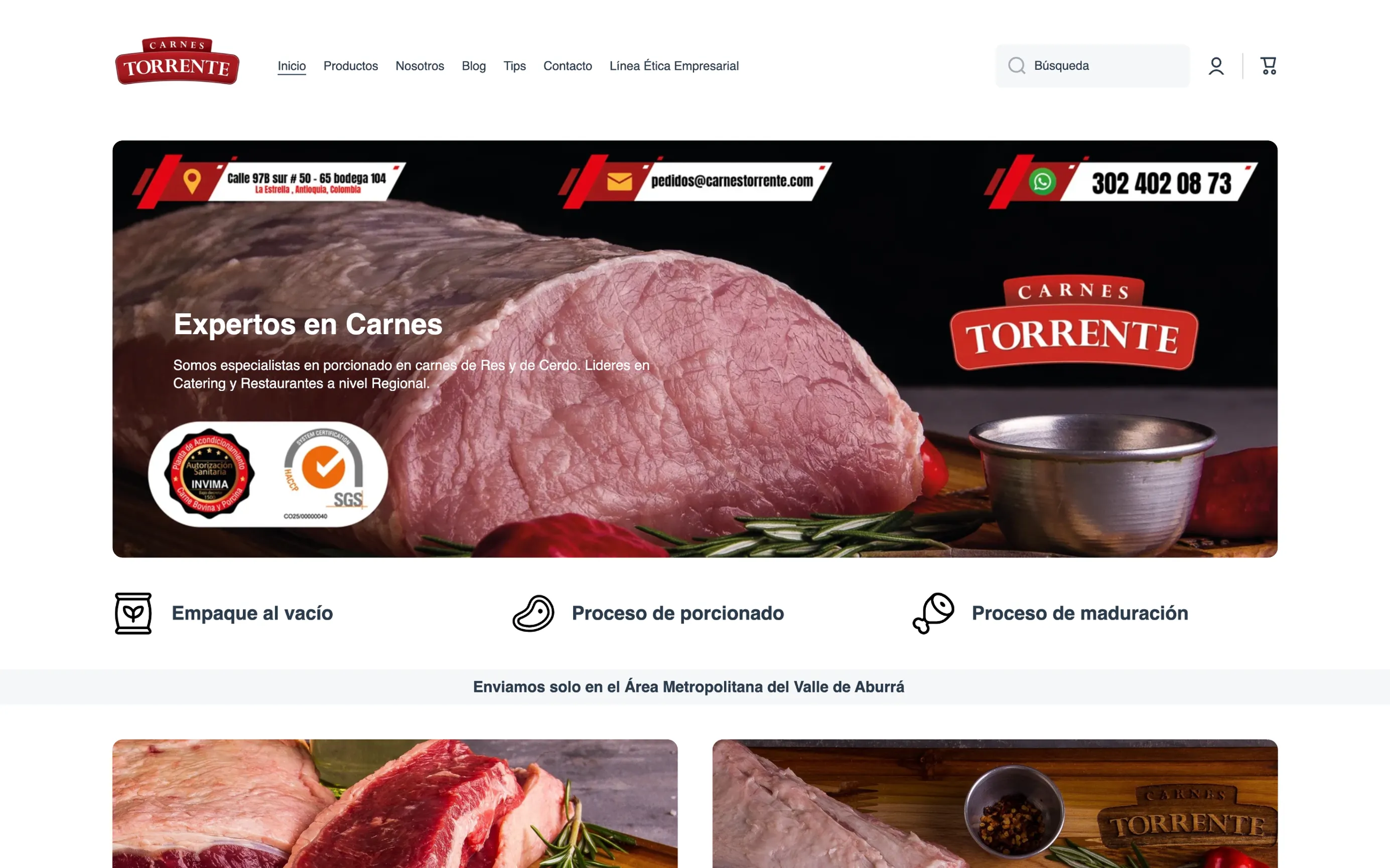 Sitio web de Carnes Torrente