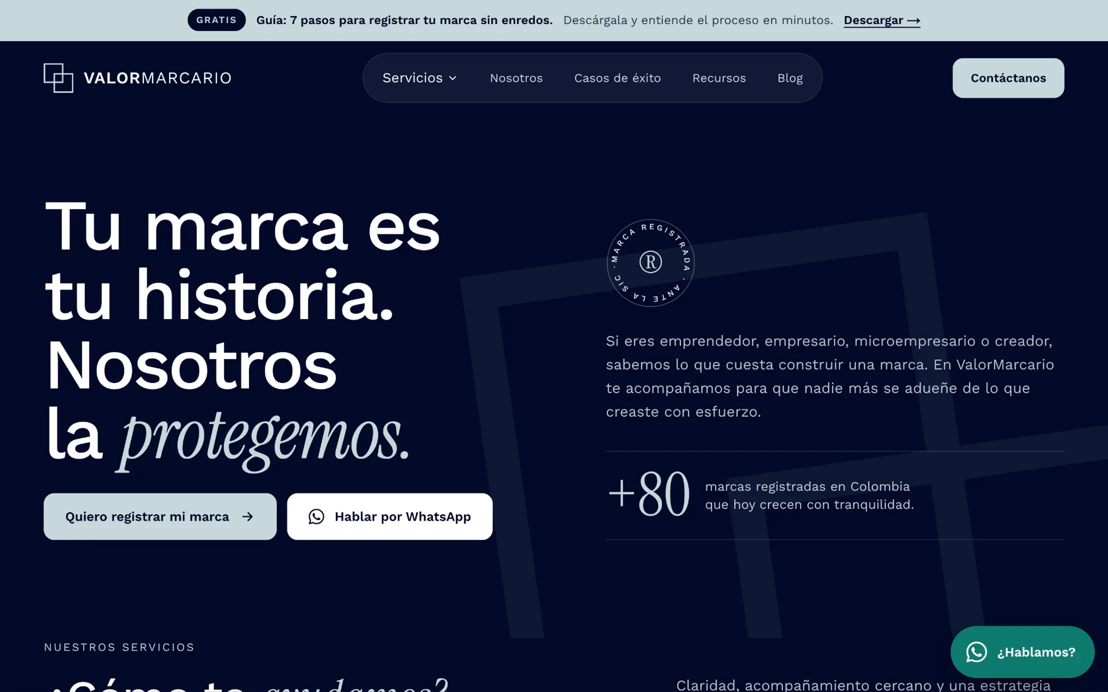 Valor Marcario website