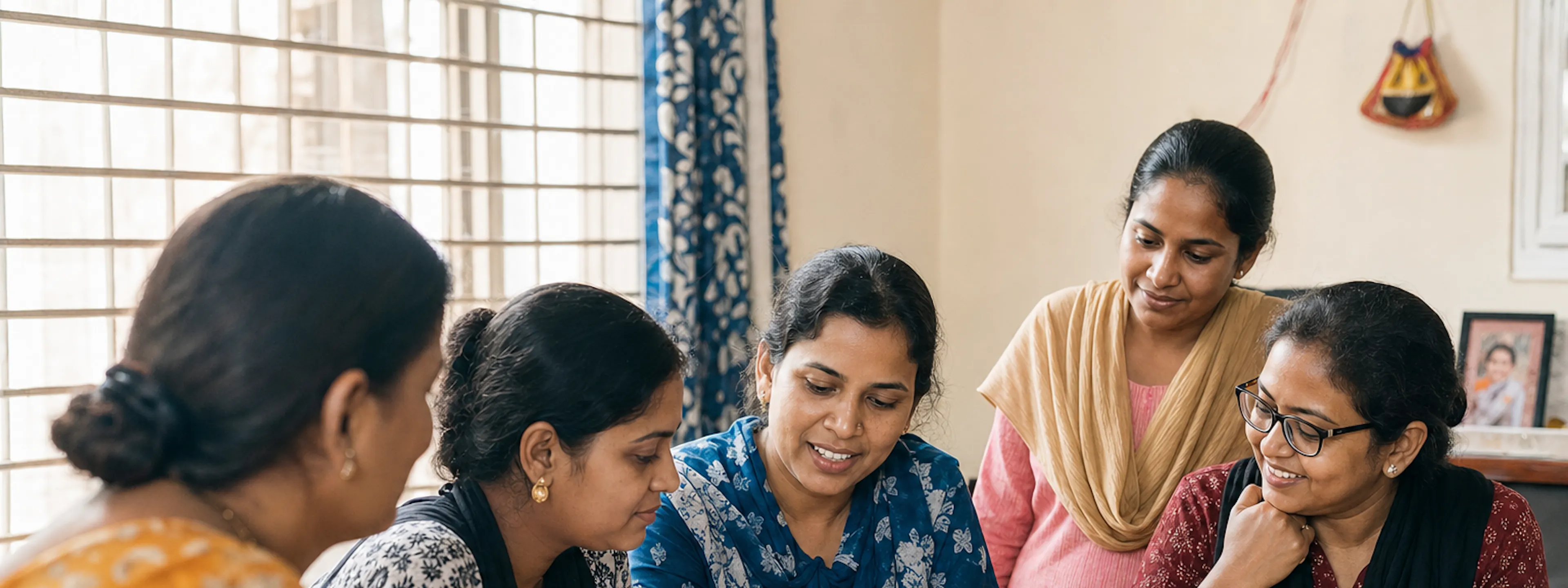 Women participating in a collaborative skill development workshop