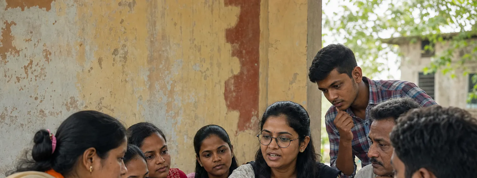 A facilitator leading a community digital literacy and awareness session