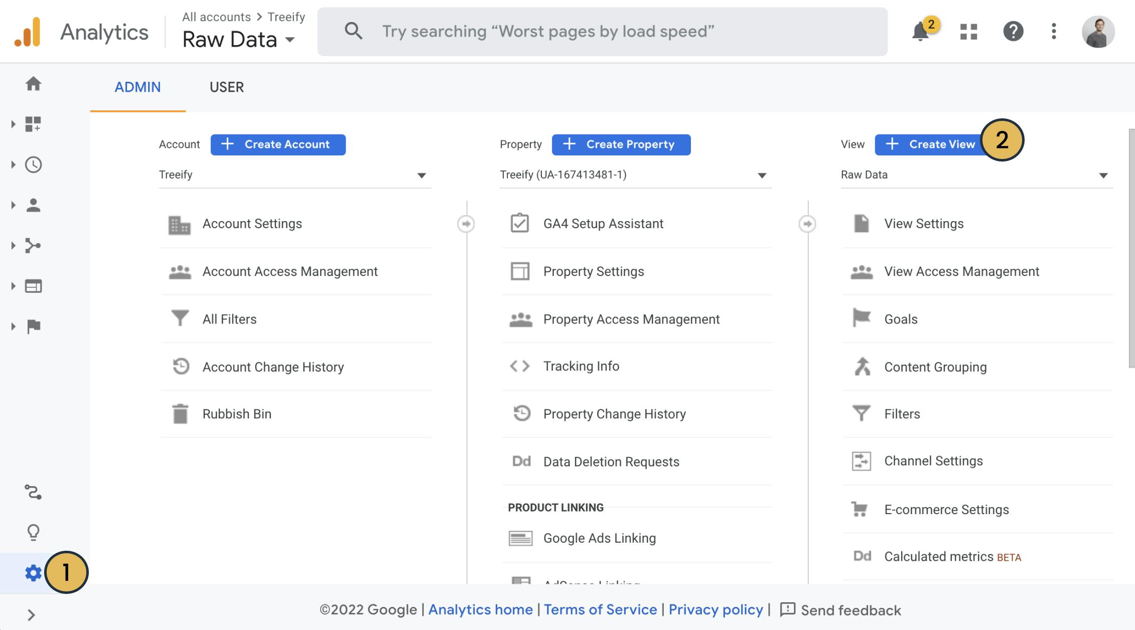 Screenshot of creating Filtered Data view steps 1 - 2