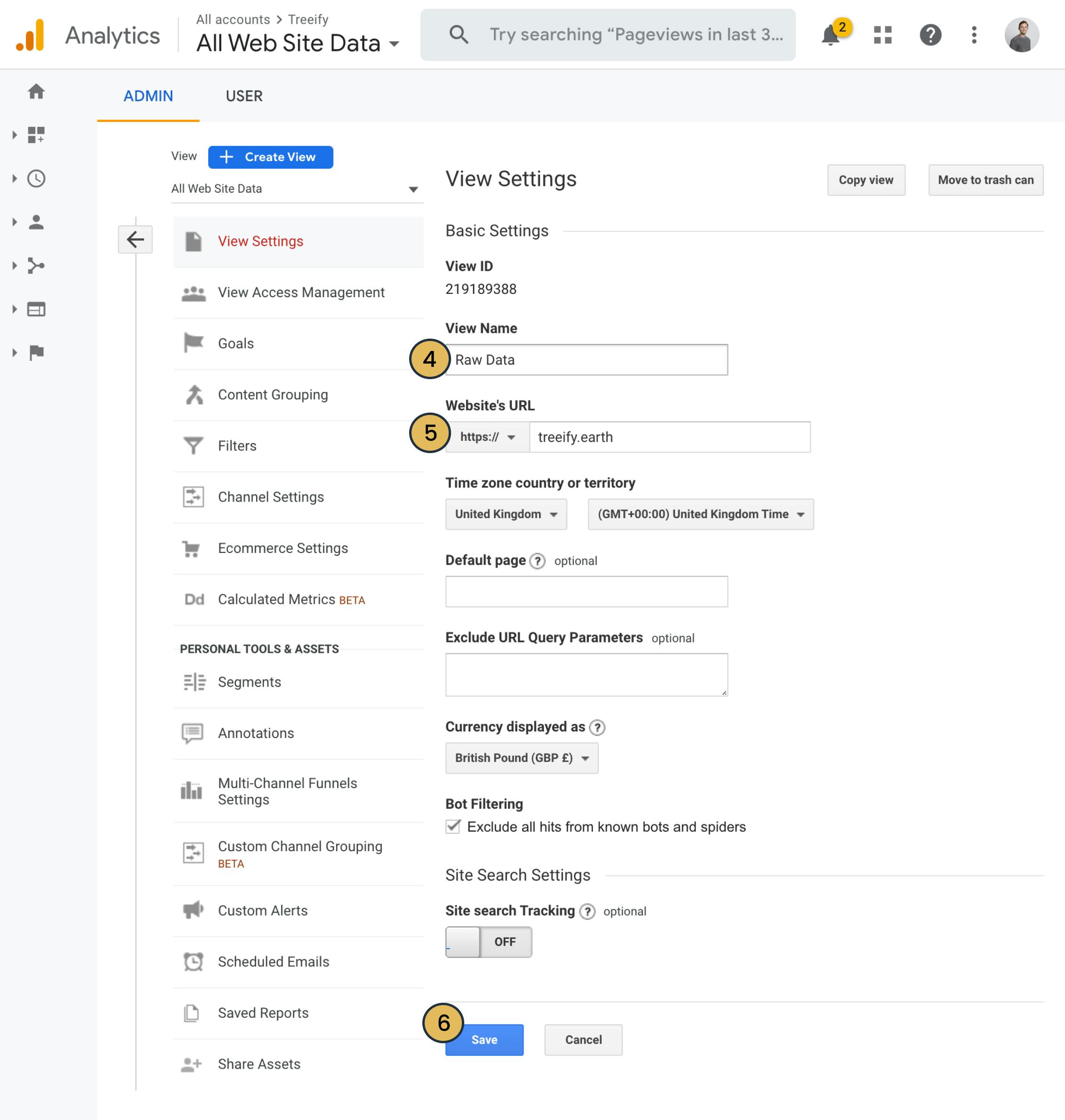 Screeshot of raw data steps 4 - 6