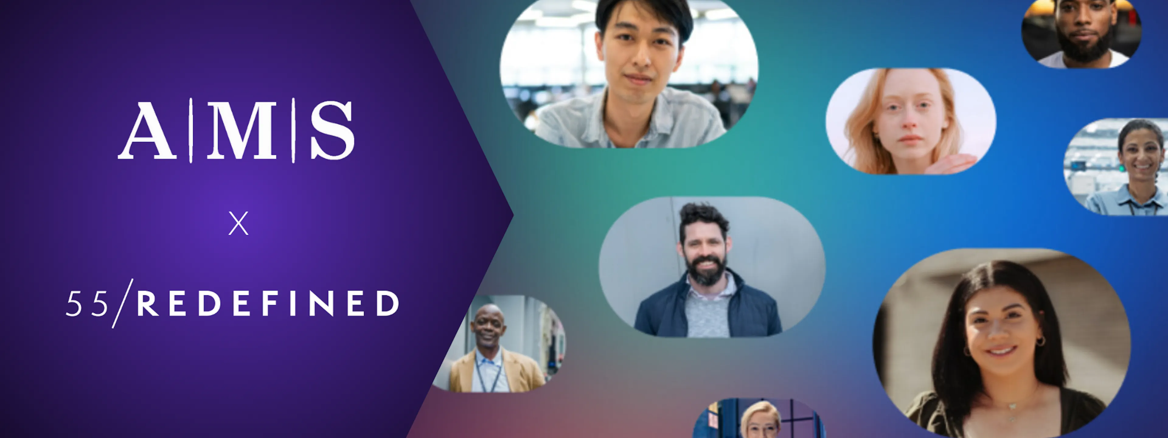 AMS x 55/Redefined graphic showing multigenerational employees