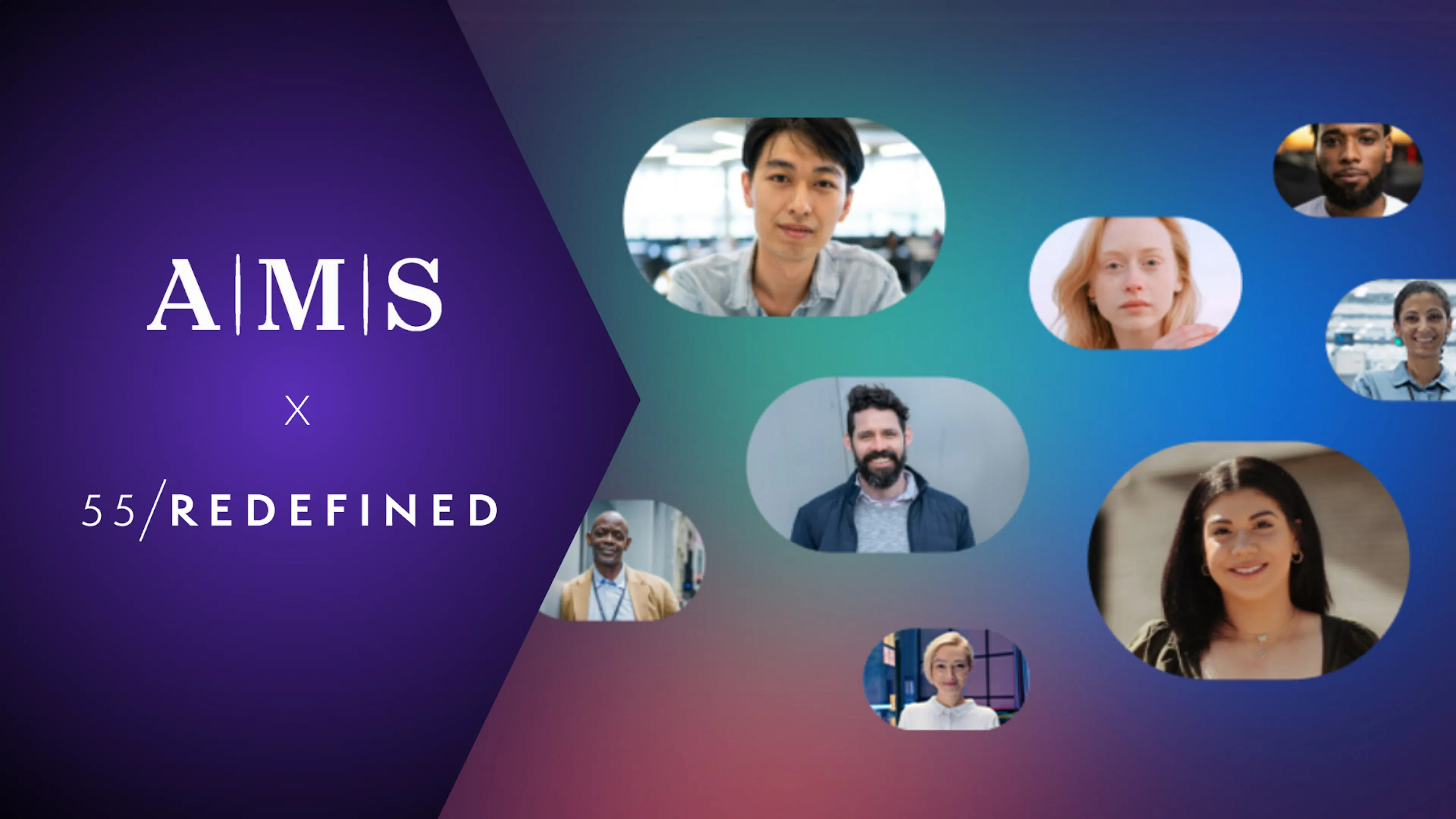 AMS x 55/Redefined graphic showing multigenerational employees