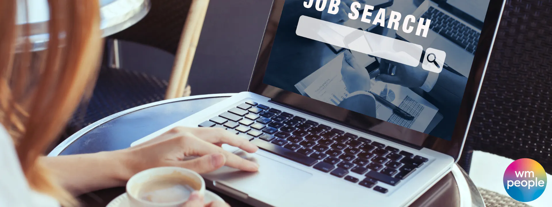 female job searching on a laptop