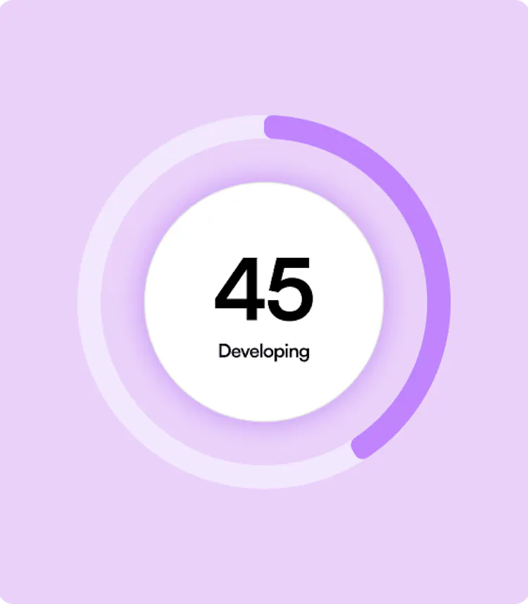 Dial showing 45/100 score