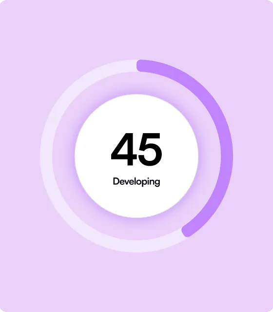 Dial showing 45/100 score