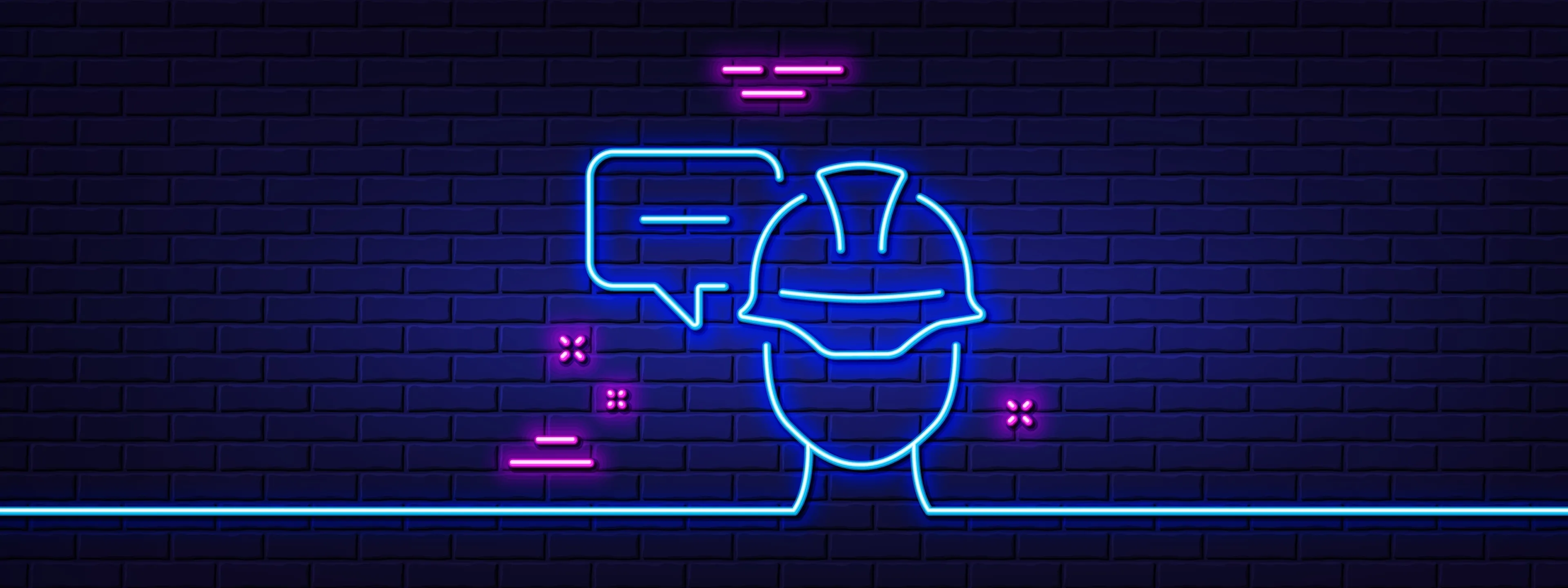 Neon man in hard hat