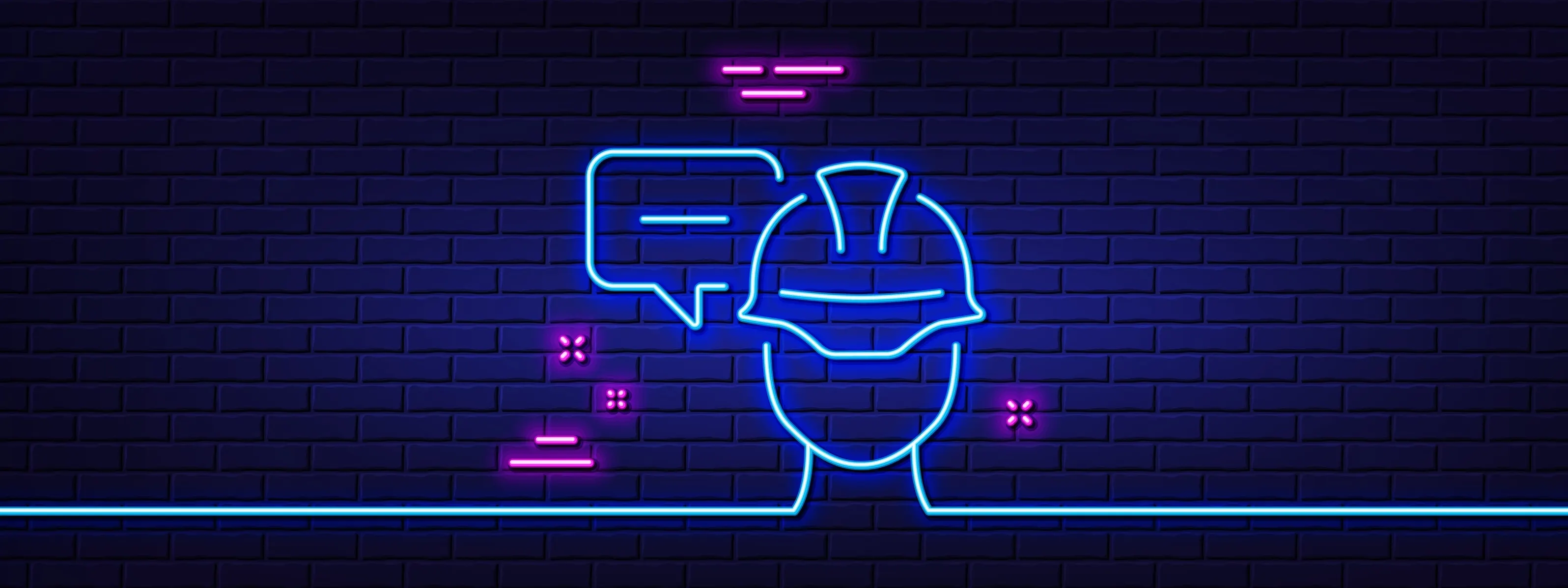 Neon man in hard hat