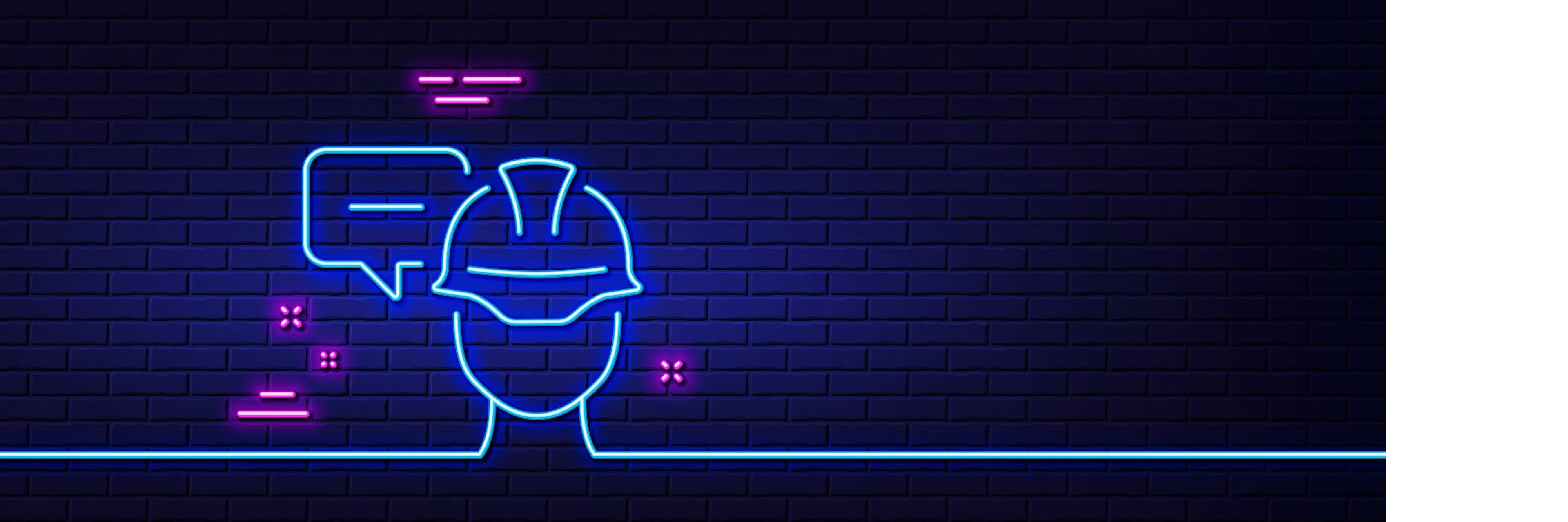 Neon man in hard hat