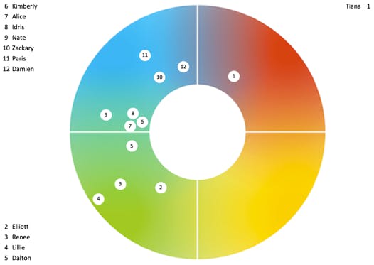 candidate fit with team profile colour chart