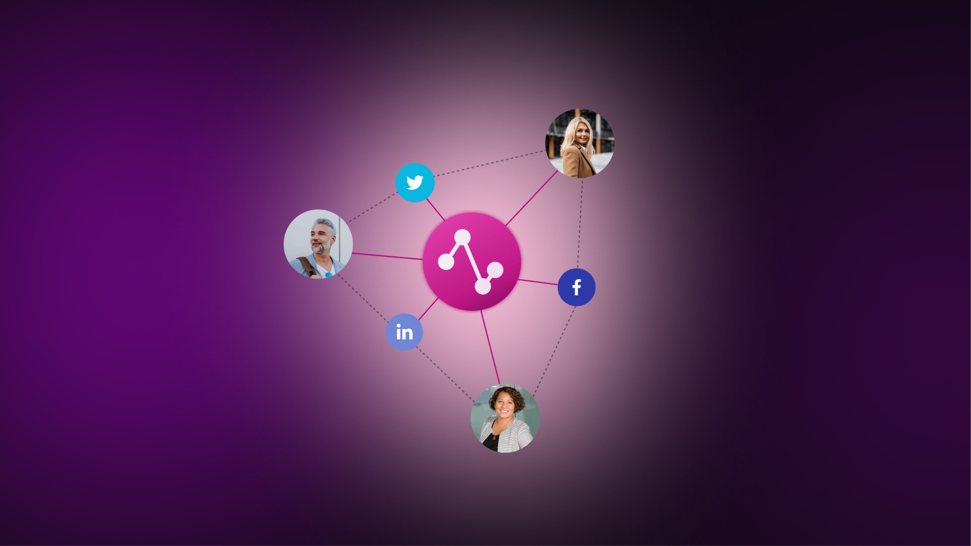 Image of people interconnected with social media icons.