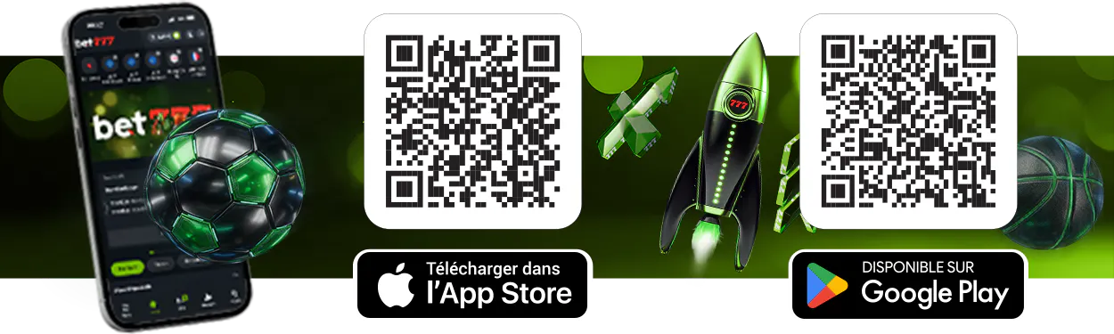 Téléchargez notre app de paris sportifs Bet777 sur l'App Store et Google Store