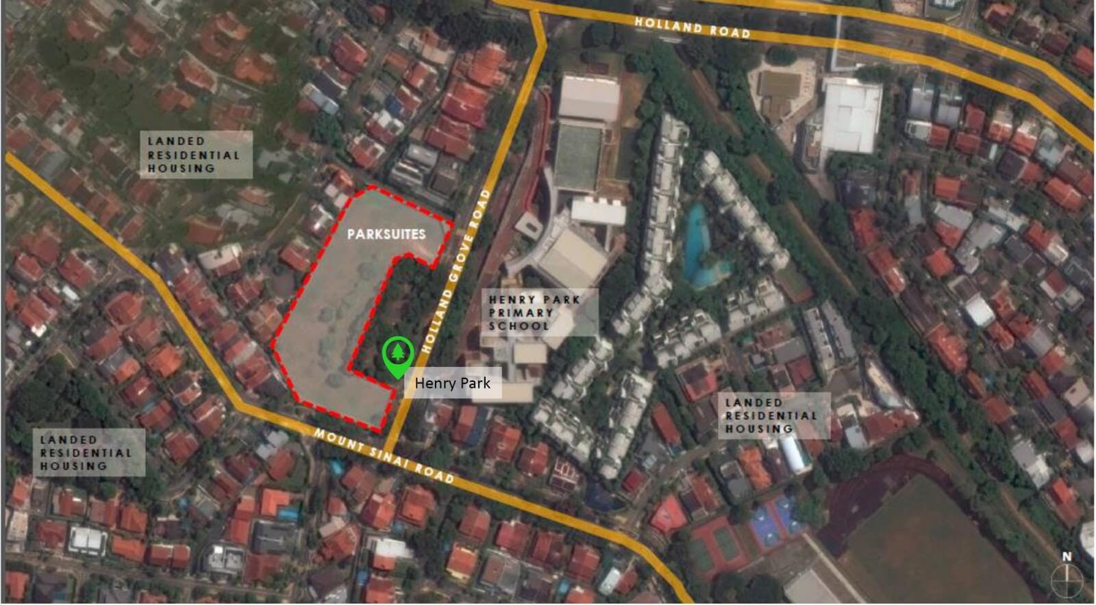 Parksuites @ Holland Grove site map showing exact plot of land in Mount Sinai neighbourhood