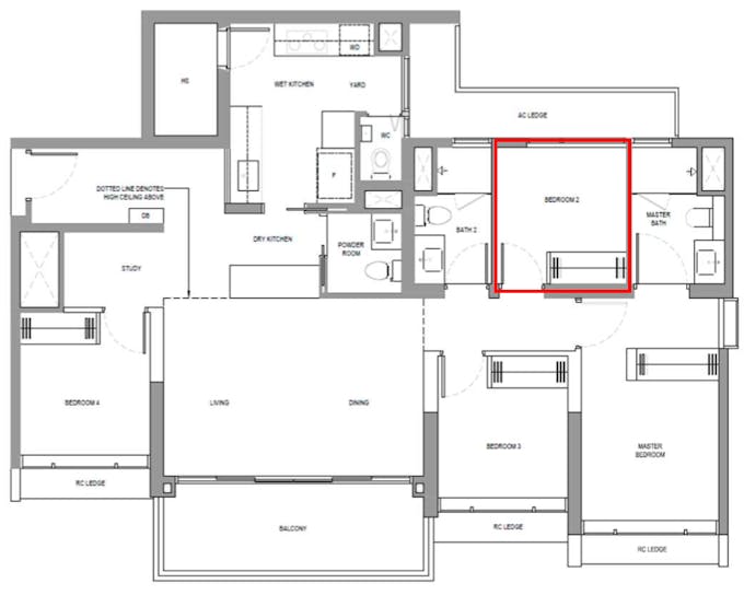 north gaia 4 bedroom bedroom 2 floor plan